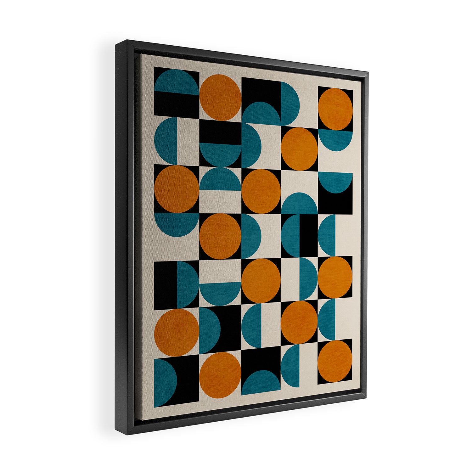 Geometric Modern Orange Teal Bauhaus I Framed Canvas Print Gallery Image 2