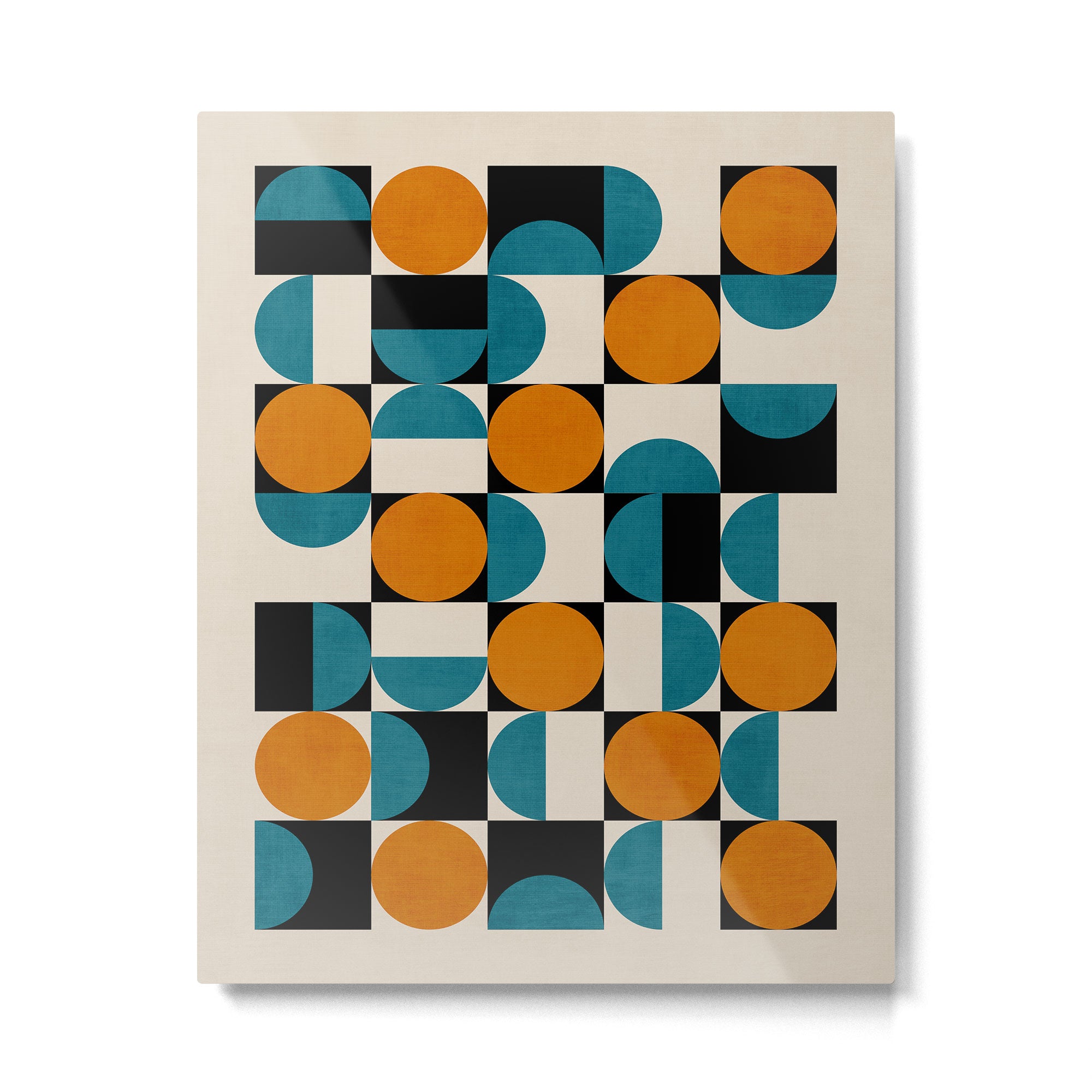 Geometric Modern Orange Teal Bauhaus I Metal Print Gallery Image 4