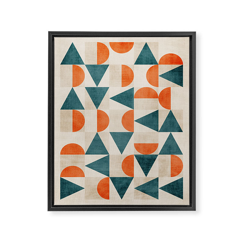 Geometric Modern Teal Orange Exclusive Artwork Framed Canvas Print Gallery Image 6