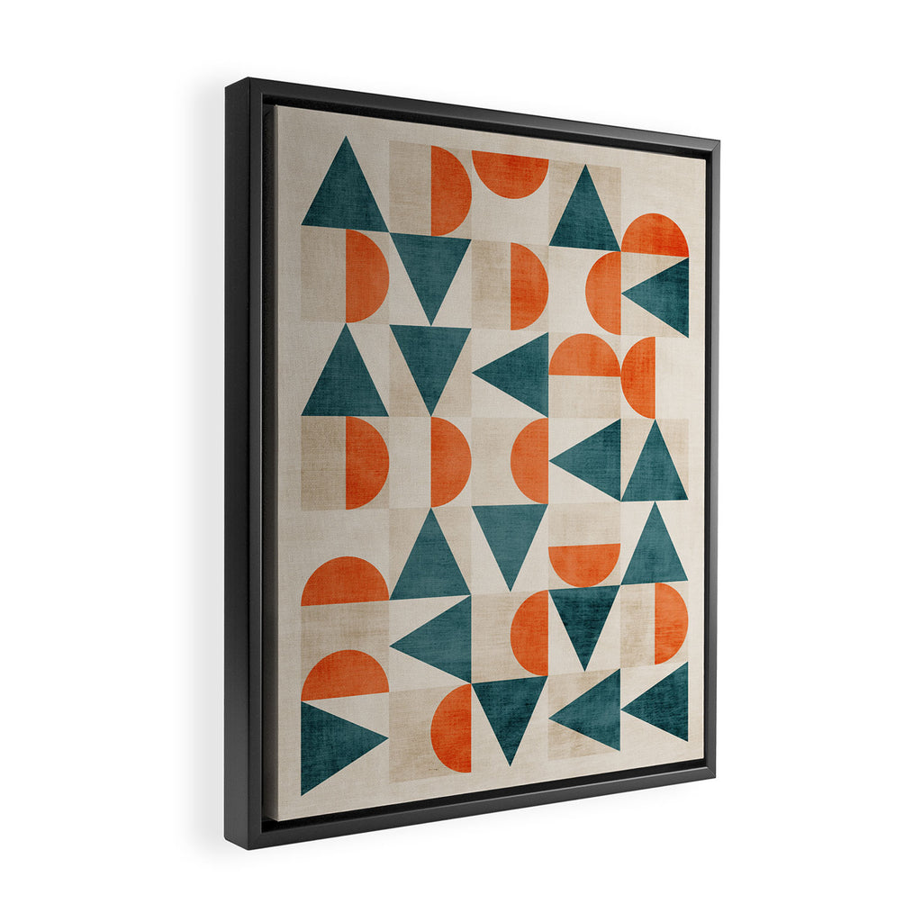 Geometric Modern Teal Orange Exclusive Artwork Framed Canvas Print Gallery Image 2