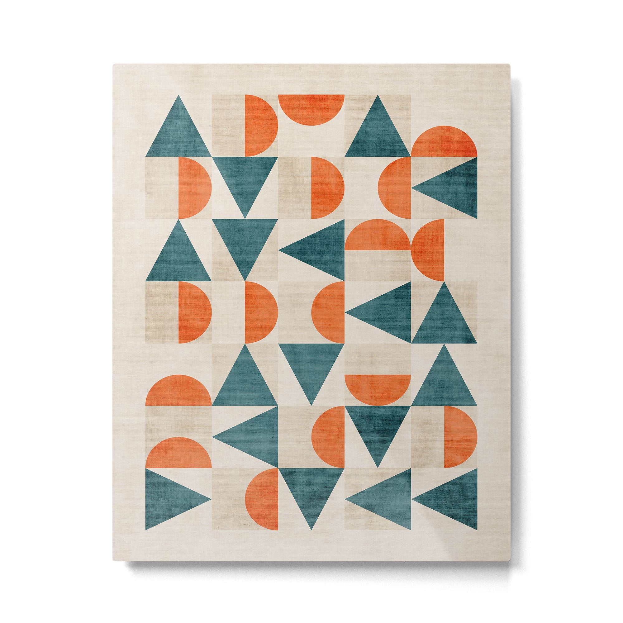 Geometric Modern Teal Orange Exclusive Artwork Metal Print Gallery Image 4