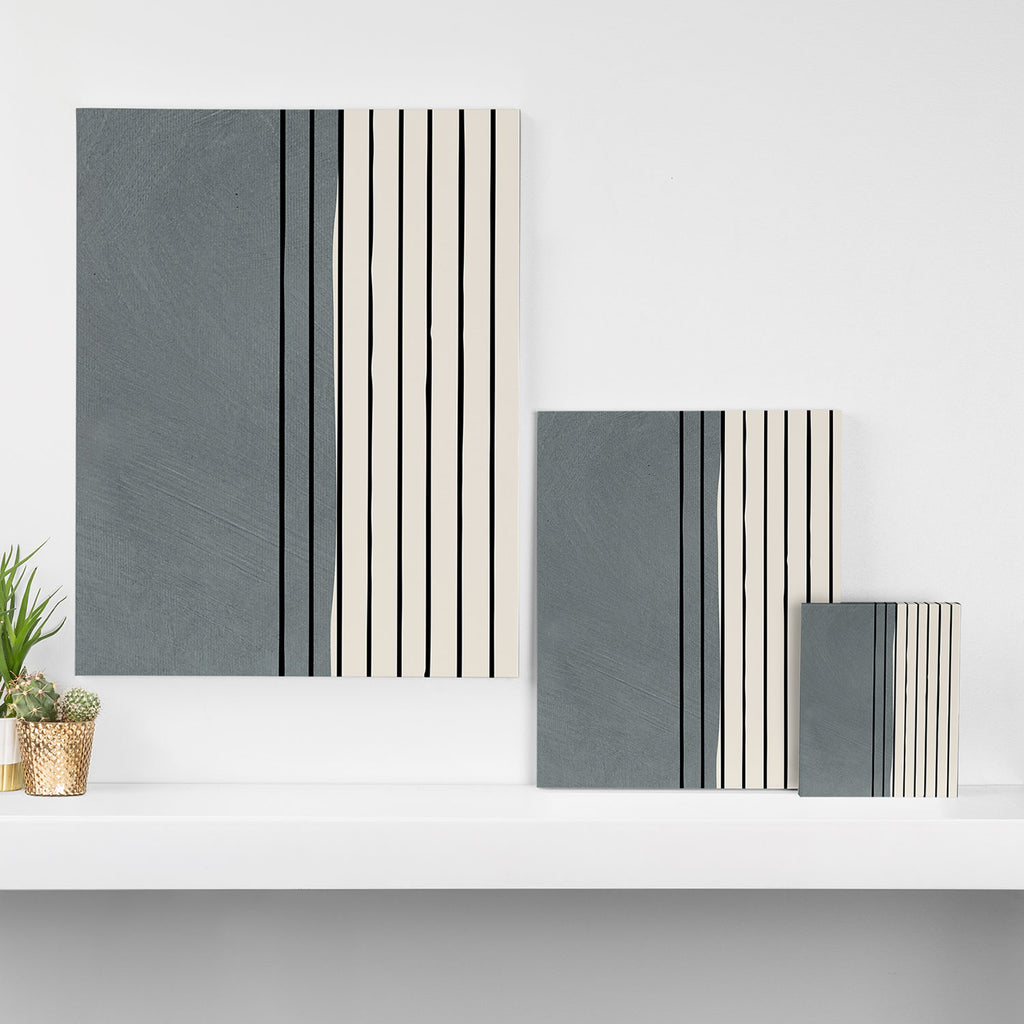 Gray and Black Minimalist Lines Canvas Print Gallery Image 3