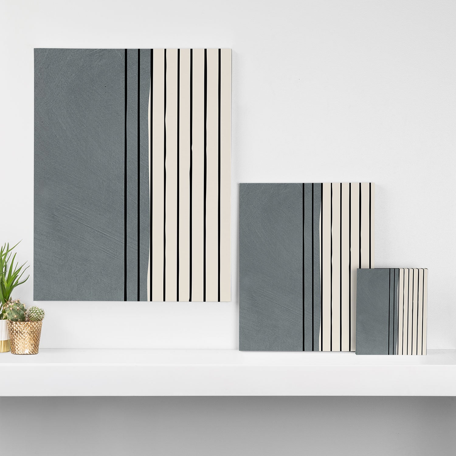 Gray and Black Minimalist Lines Canvas Print Gallery Image 3
