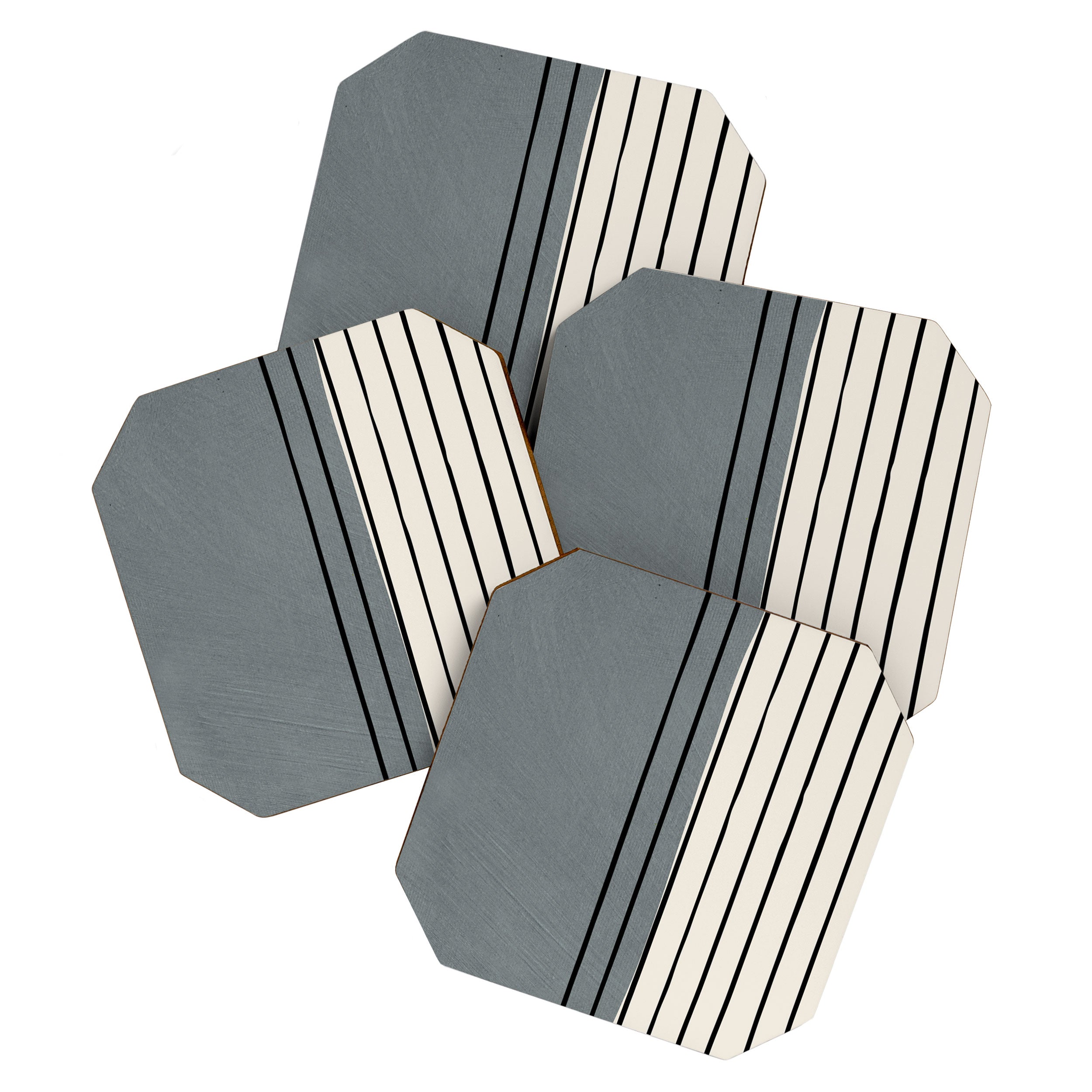 Gray and Black Minimalist Lines Coaster Gallery Image 1