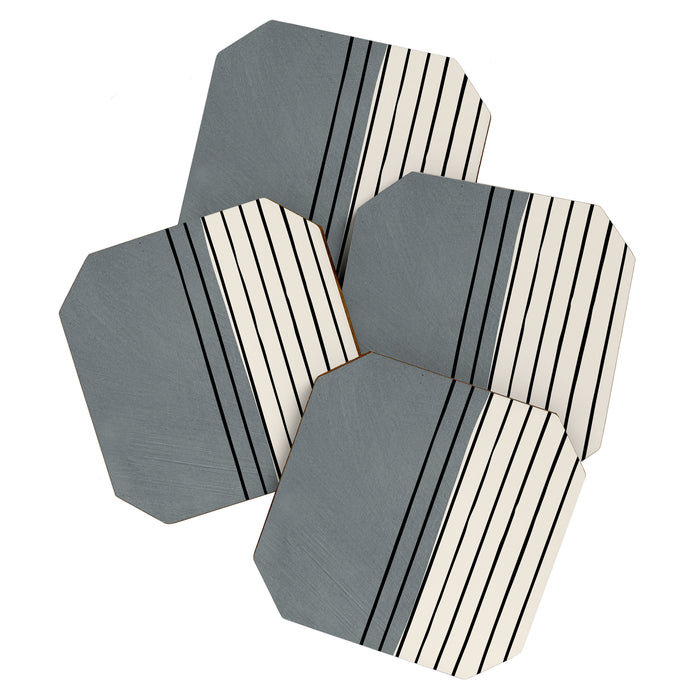 Gray and Black Minimalist Lines Coaster Gallery Image 1