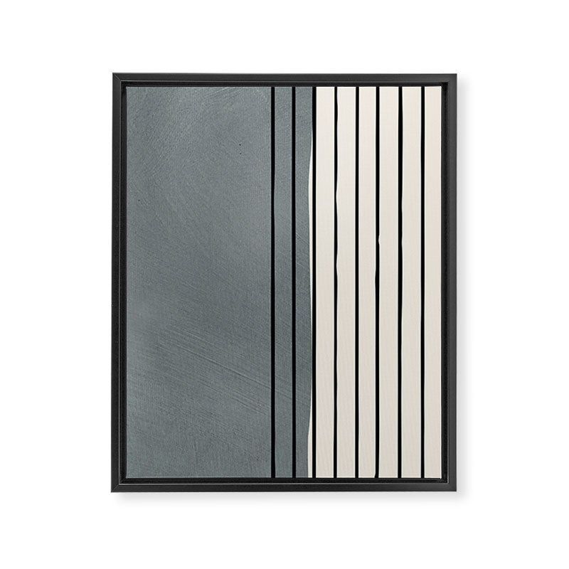 Gray and Black Minimalist Lines Framed Canvas Print Gallery Image 6