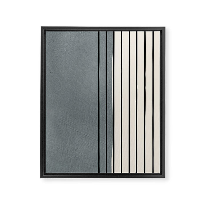 Gray and Black Minimalist Lines Framed Canvas Print Gallery Image 1