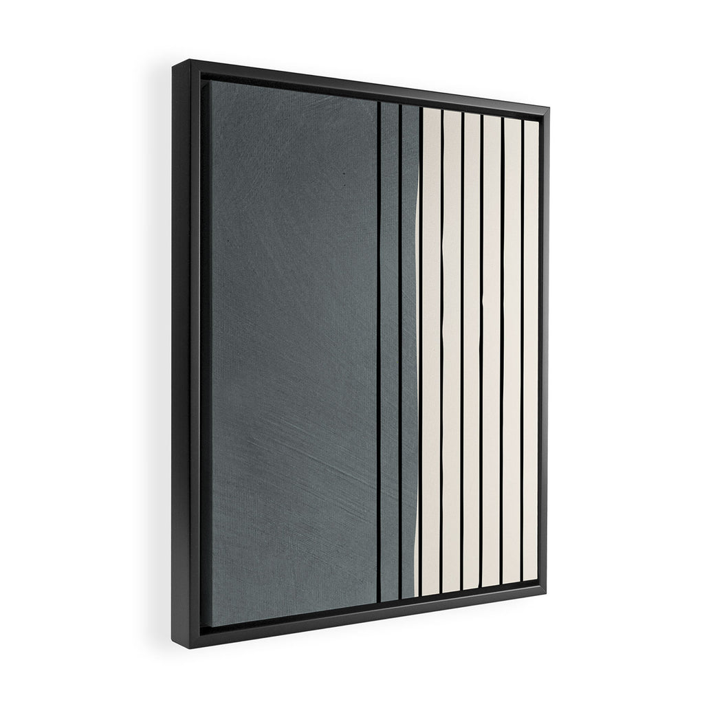 Gray and Black Minimalist Lines Framed Canvas Print Gallery Image 2
