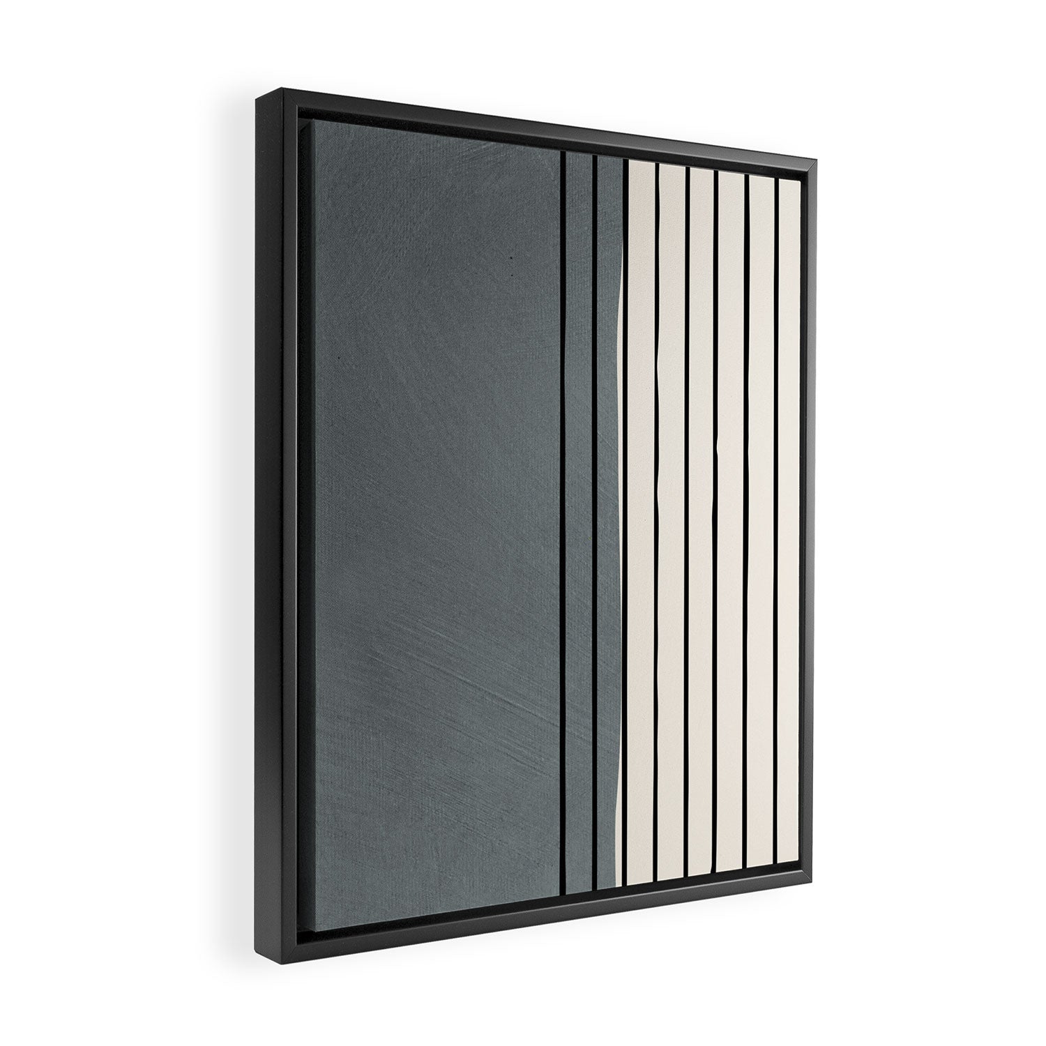 Gray and Black Minimalist Lines Framed Canvas Print Gallery Image 2