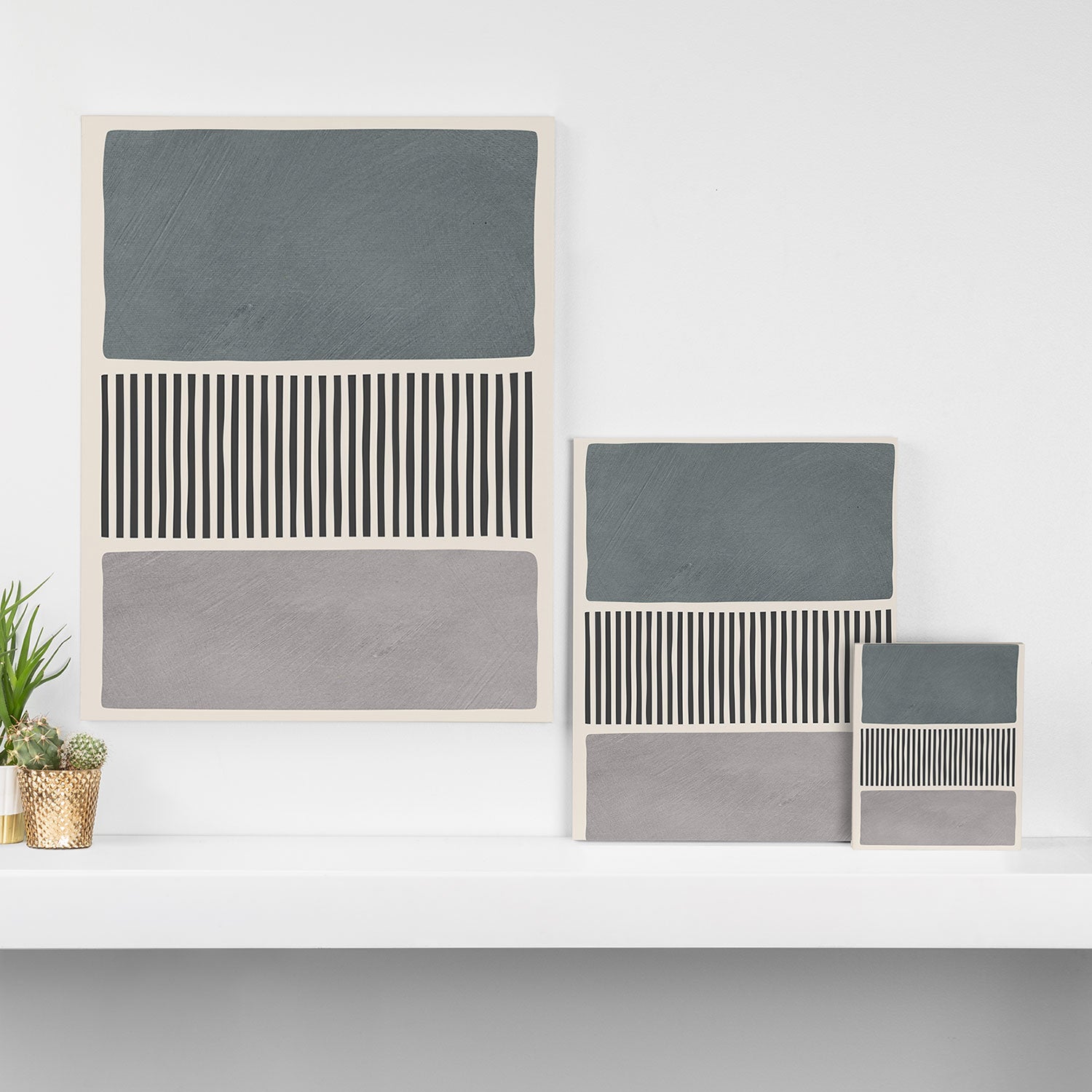 Gray Beige Black Lines Minimalist Canvas Print Gallery Image 3