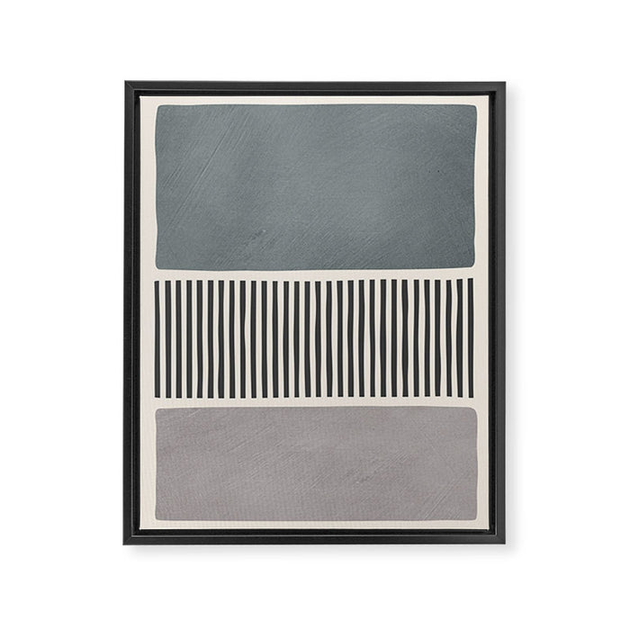 Gray Beige Black Lines Minimalist Framed Canvas Print Gallery Image 1