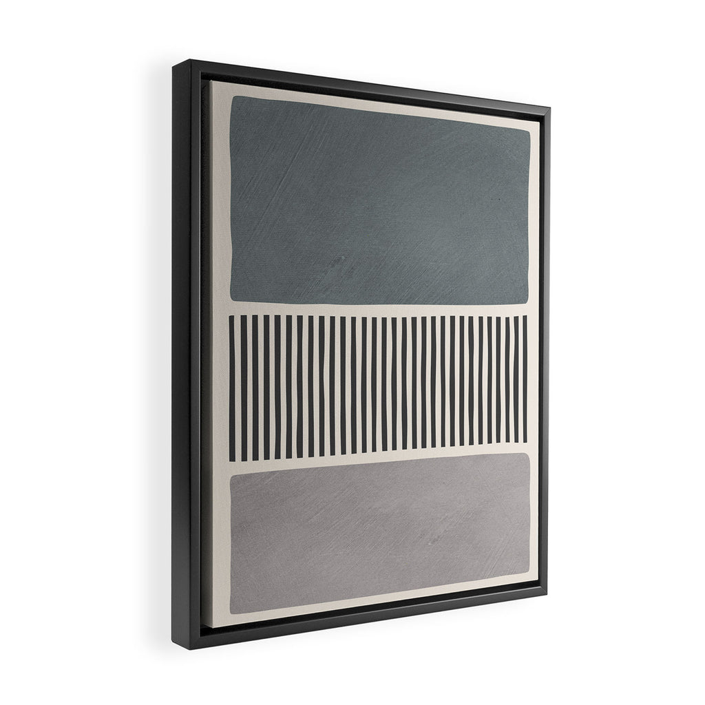 Gray Beige Black Lines Minimalist Framed Canvas Print Gallery Image 2