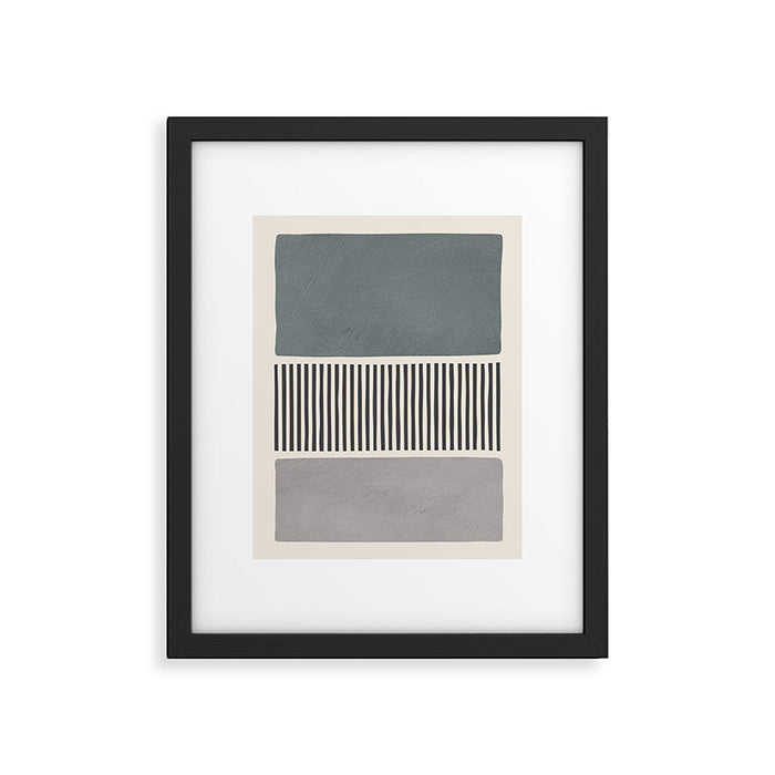 Gray Beige Black Lines Minimalist Framed Art Print Gallery Image 1