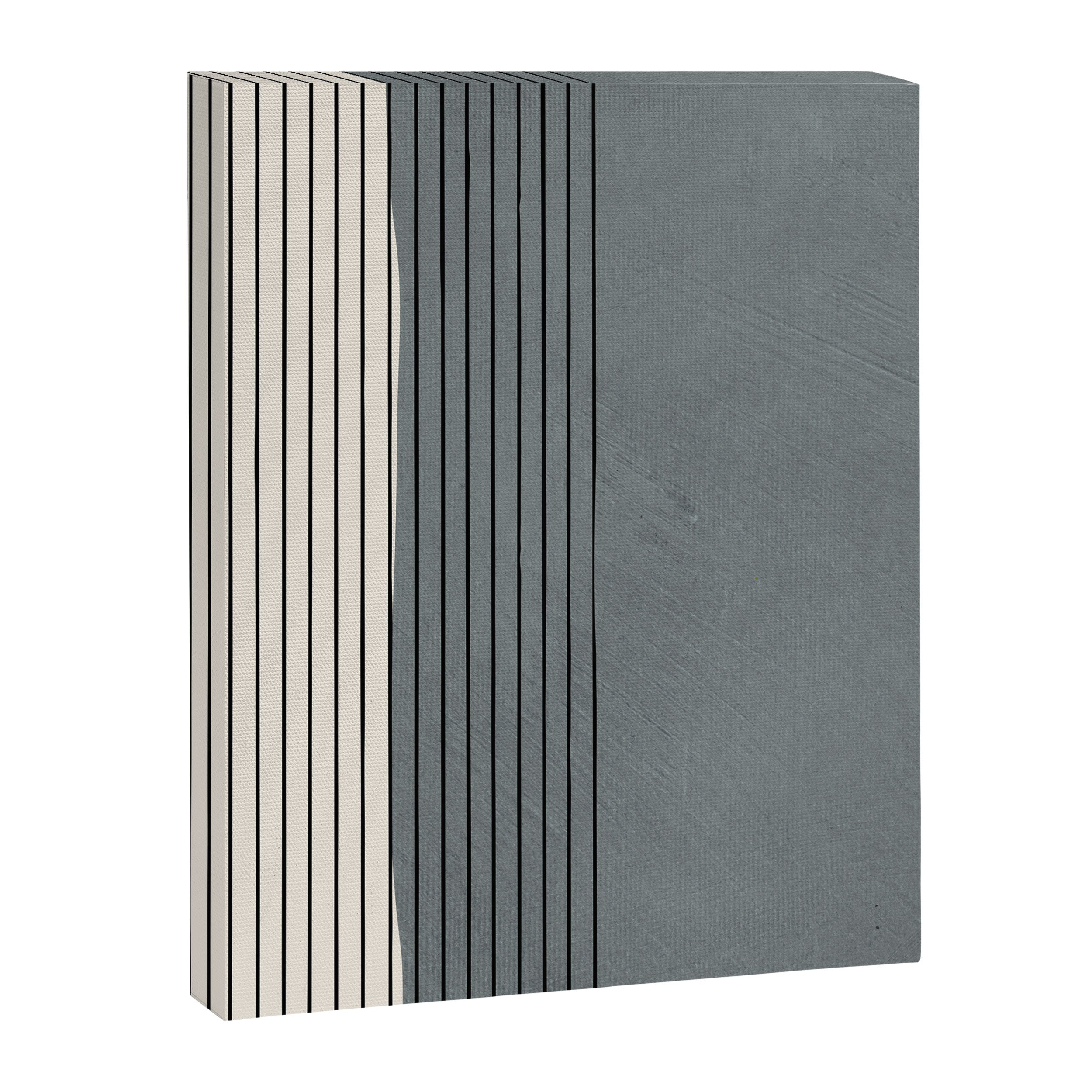 Gray Color Block Black Lines Minimal Artwork Canvas Print Gallery Image 6