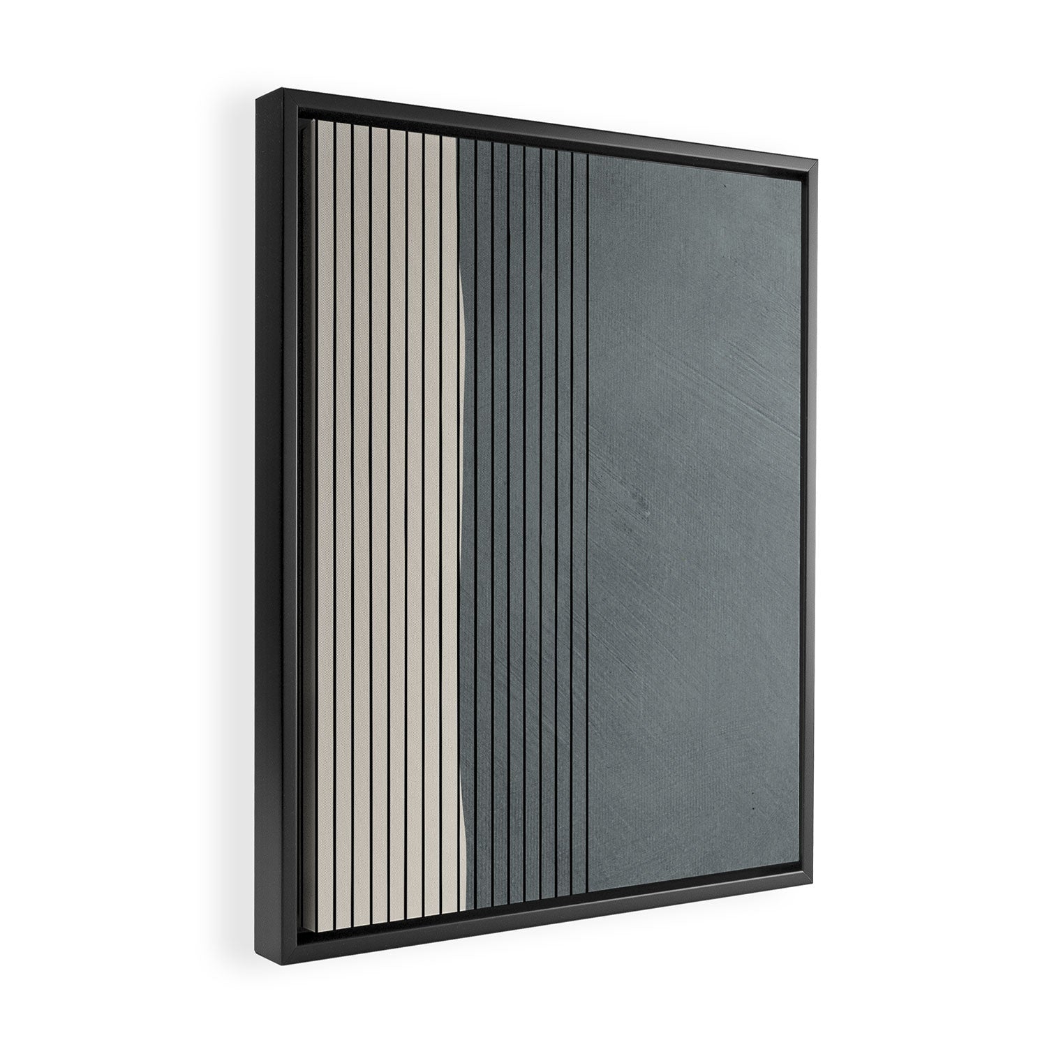 Gray Color Block Black Lines Minimal Artwork Framed Canvas Print Gallery Image 2