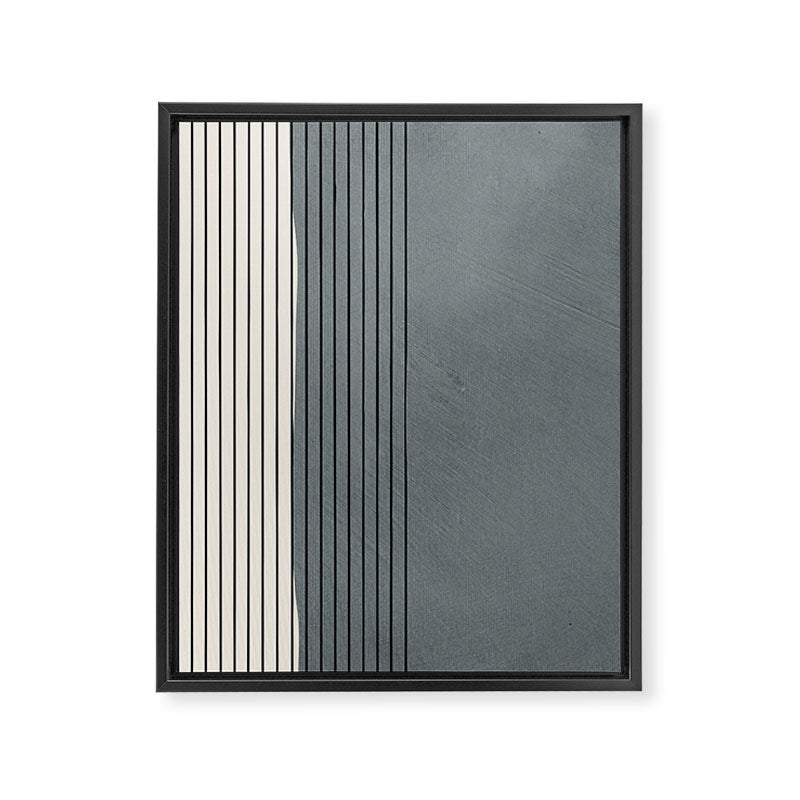 Gray Color Block Black Lines Minimal Artwork Framed Canvas Print Gallery Image 6