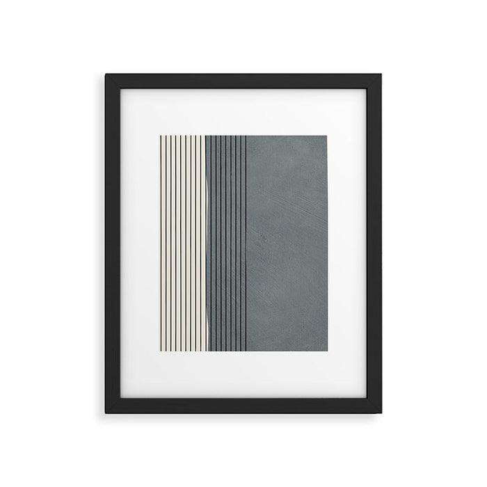Gray Color Block Black Lines Minimal Artwork Framed Art Print Gallery Image 1