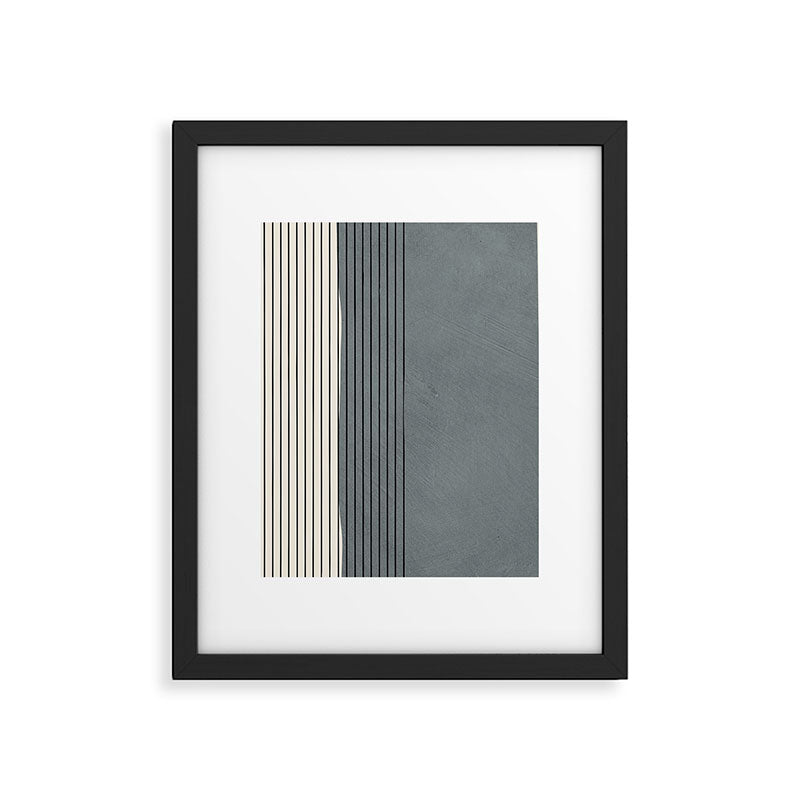 Gray Color Block Black Lines Minimal Artwork Framed Art Print Gallery Image 5