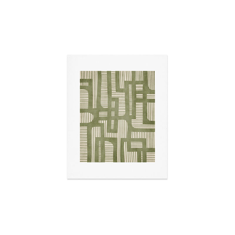 Green Abstract Lines Original Art Work  Art Print Gallery Image 1