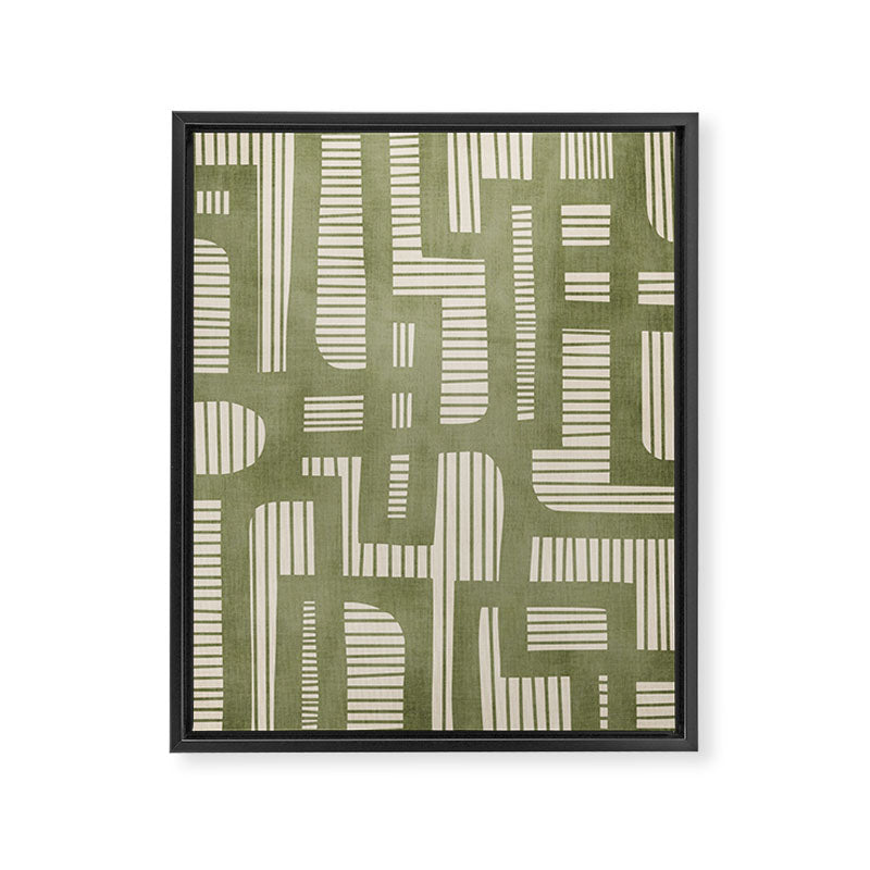 Green Abstract Lines Original Art Work  Framed Canvas Print Gallery Image 6