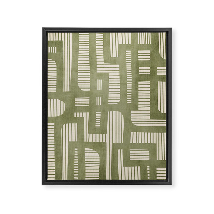 Green Abstract Lines Original Art Work  Framed Canvas Print Gallery Image 1