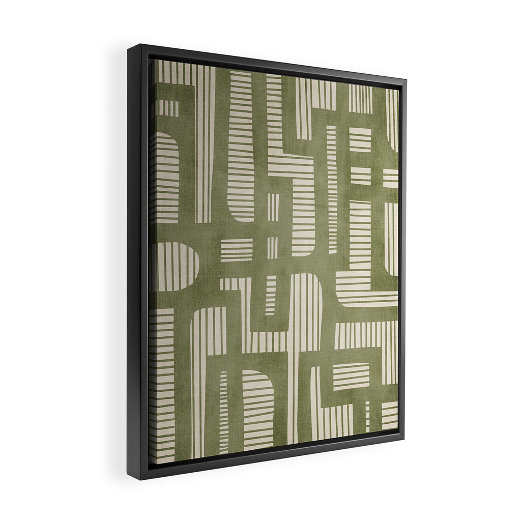 Green Abstract Lines Original Art Work  Framed Canvas Print Gallery Image 2