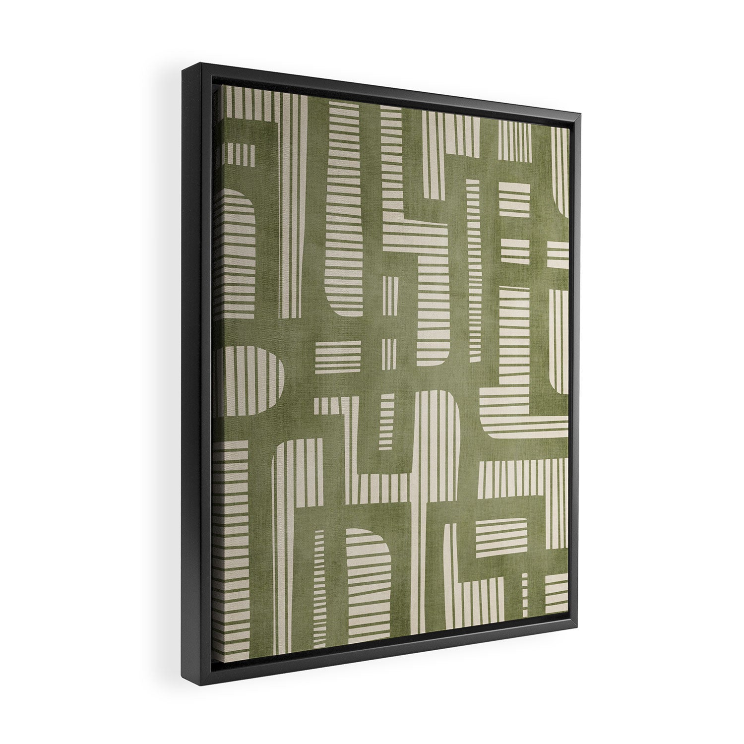 Green Abstract Lines Original Art Work  Framed Canvas Print Gallery Image 2