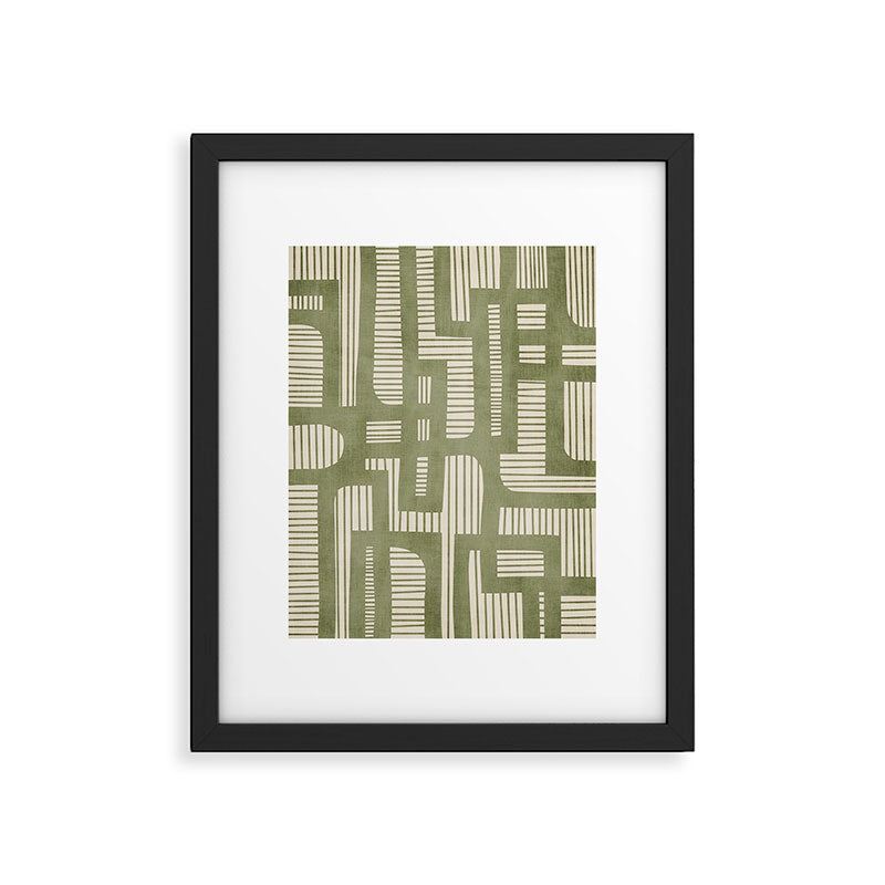 Green Abstract Lines Original Art Work  Framed Art Print Gallery Image 5