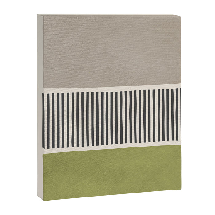 Green Beige Black Lines Artwork I Canvas Print Gallery Image 1
