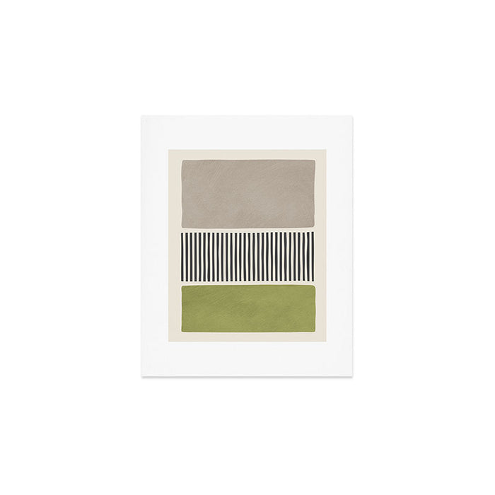 Green Beige Black Lines Artwork I Art Print Gallery Image 1