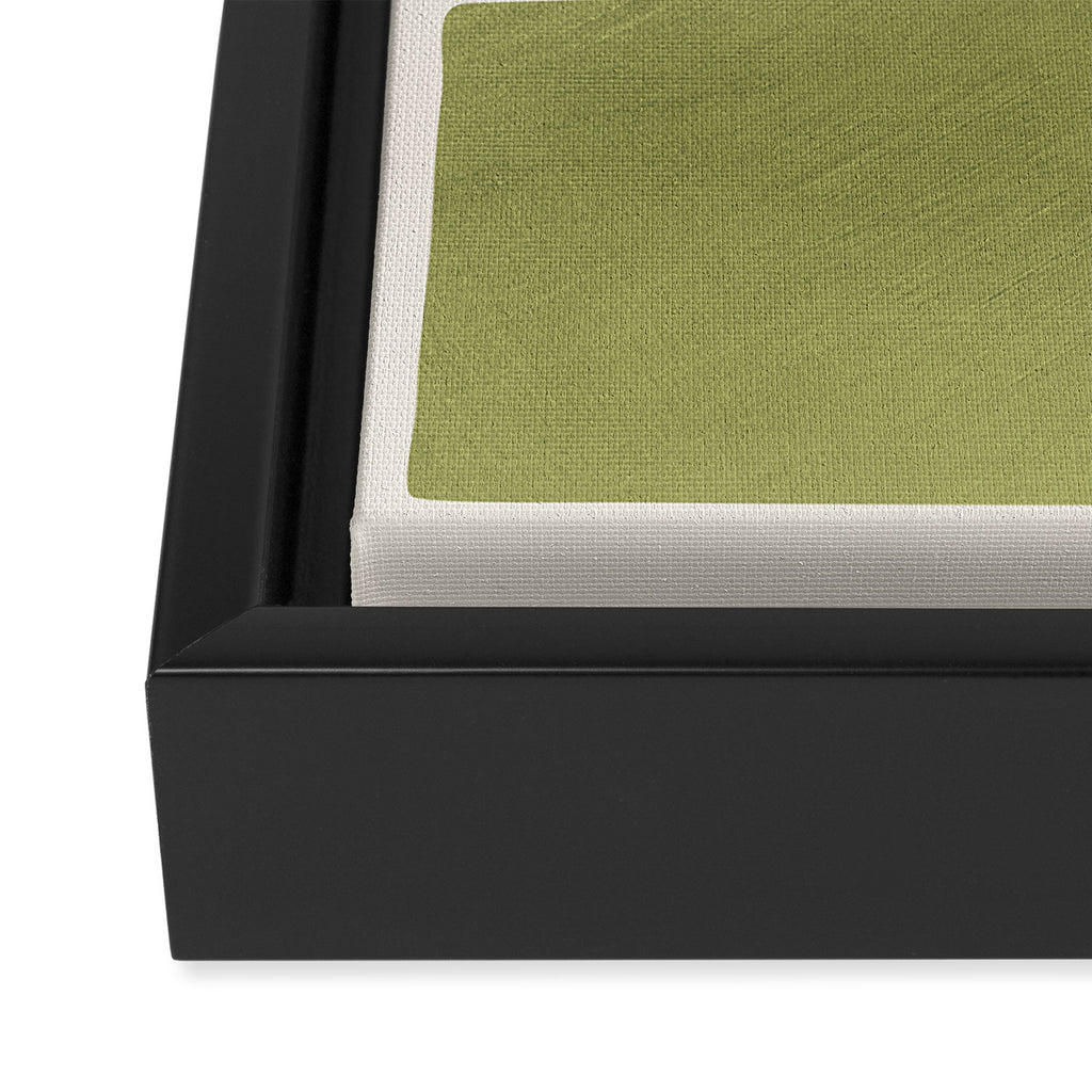 Green Beige Black Lines Artwork I Framed Canvas Print Gallery Image 3