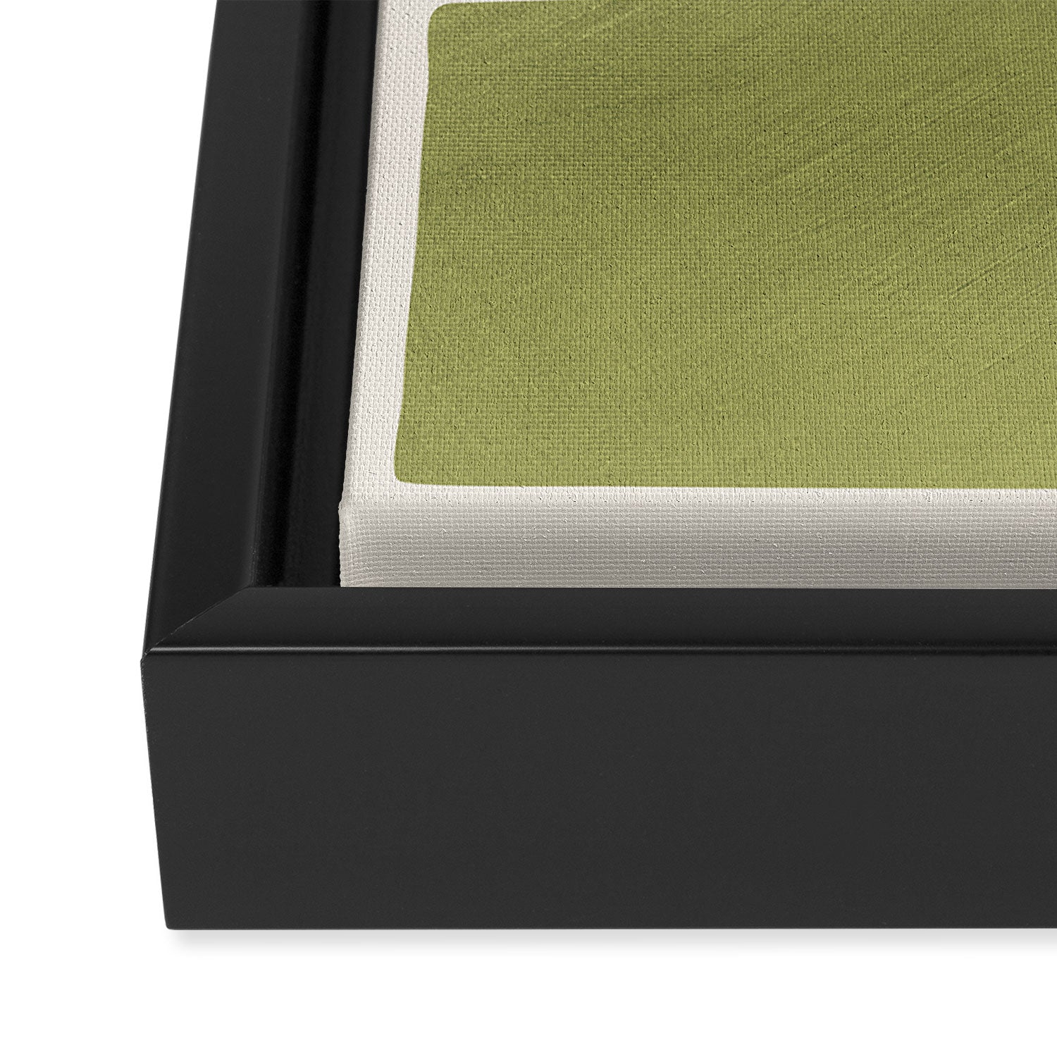 Green Beige Black Lines Artwork I Framed Canvas Print Gallery Image 3