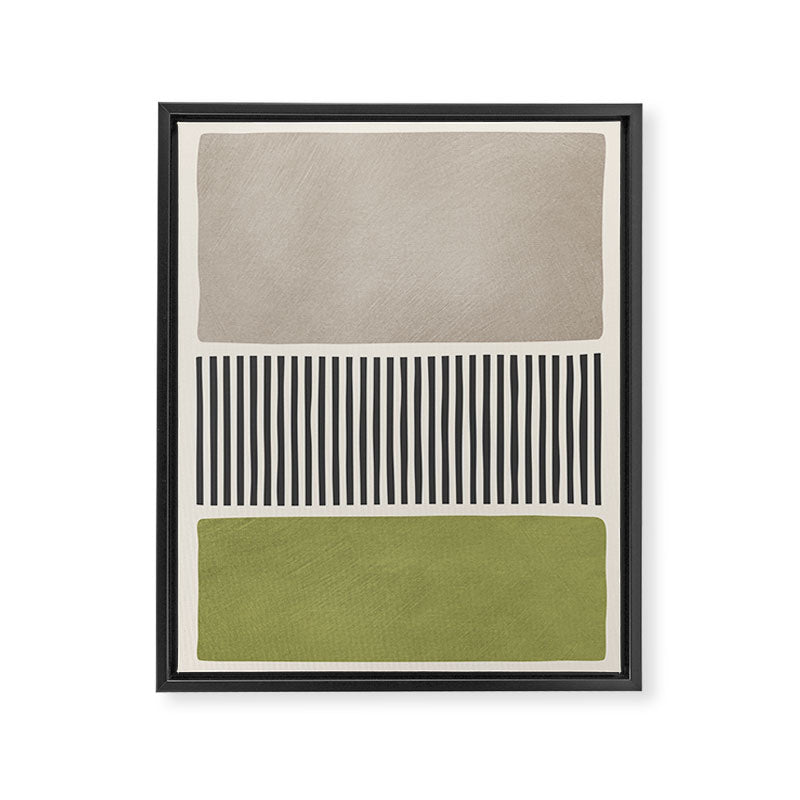 Green Beige Black Lines Artwork I Framed Canvas Print Gallery Image 6