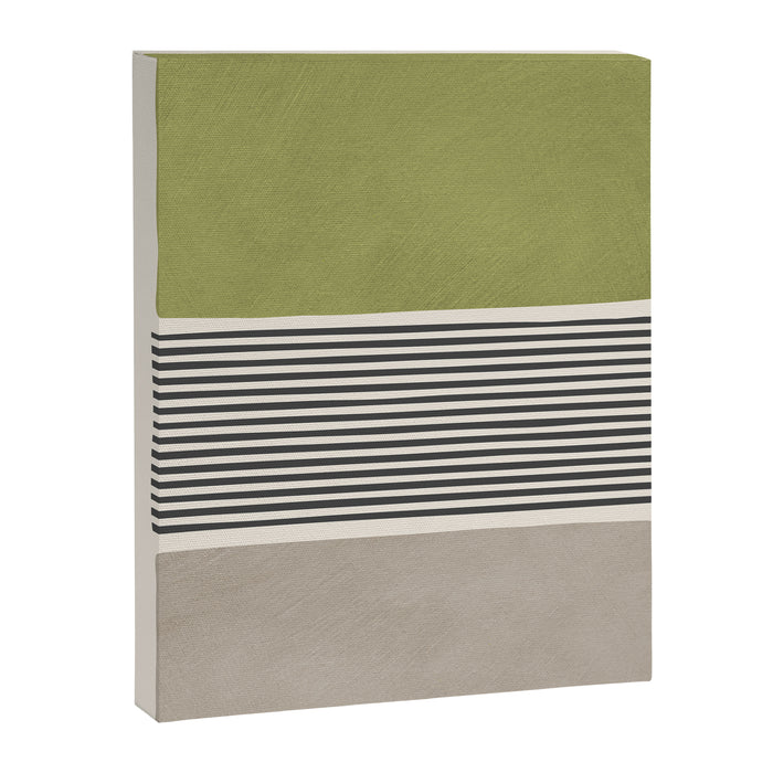 Green Beige Black Lines Artwork II Canvas Print Gallery Image 1