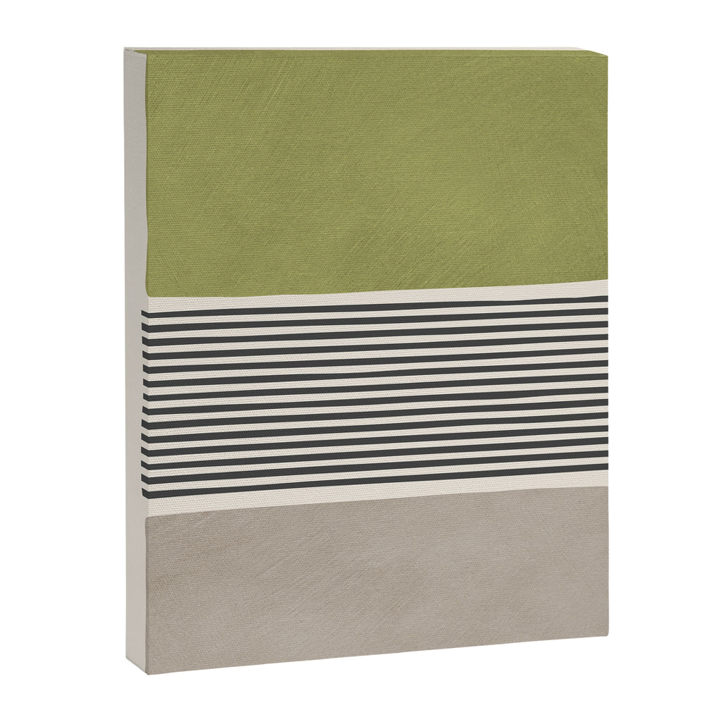 Green Beige Black Lines Artwork II Canvas Print Gallery Image 6