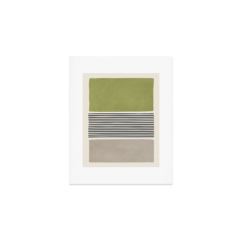 Green Beige Black Lines Artwork II Art Print Gallery Image 1