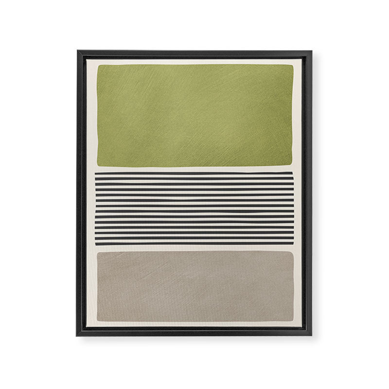 Green Beige Black Lines Artwork II Framed Canvas Print Gallery Image 6