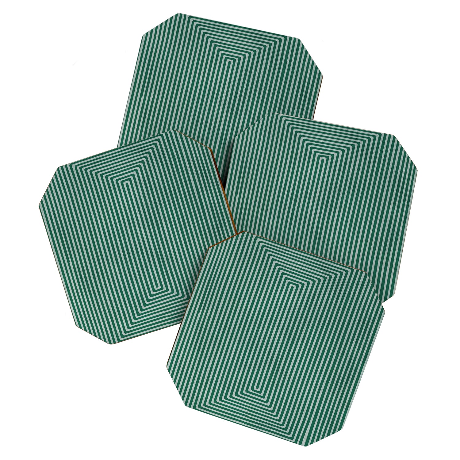 Green Black Abstract Geometric Design Artwork Coaster Gallery Image 1