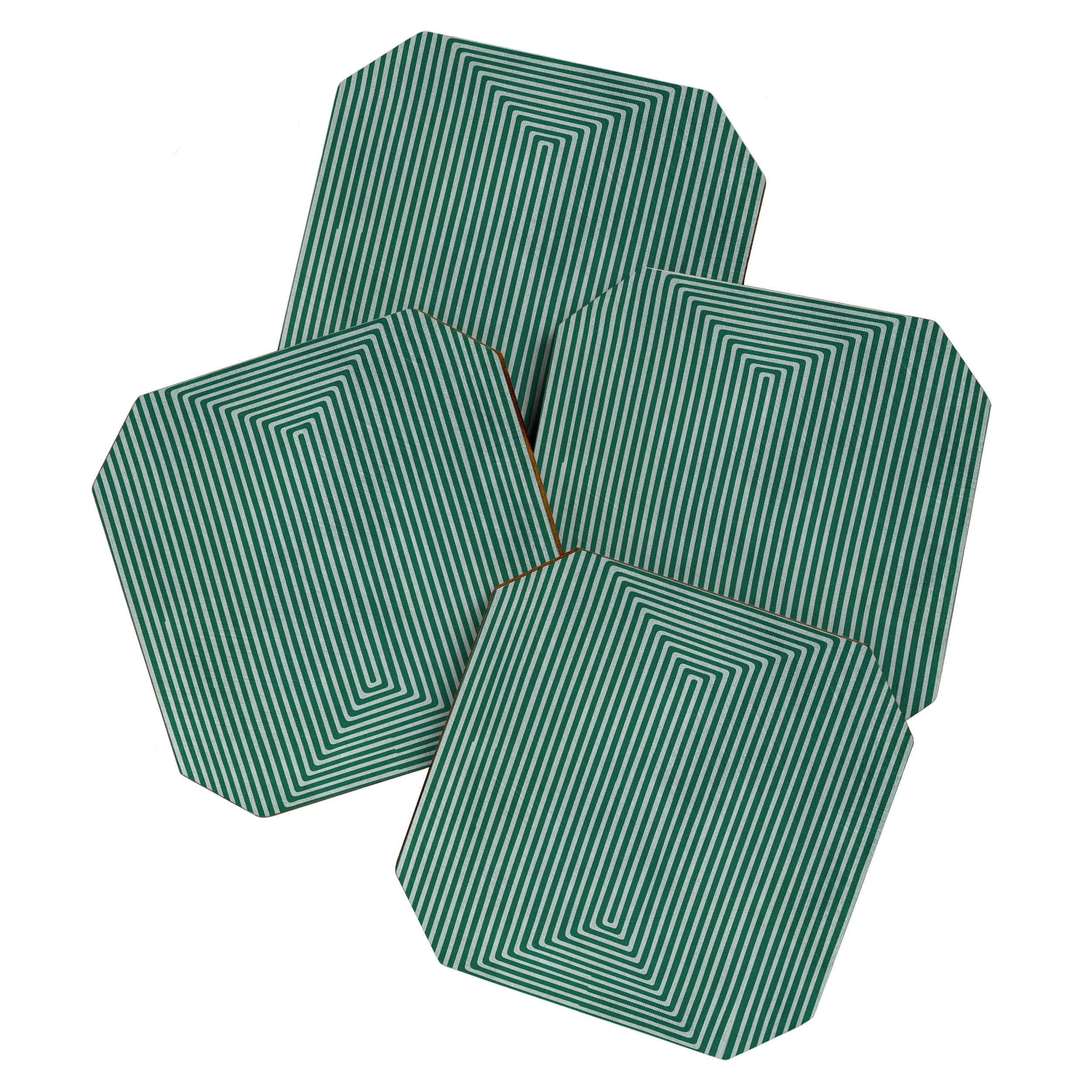 Green Black Abstract Geometric Design Artwork Coaster Gallery Image 1