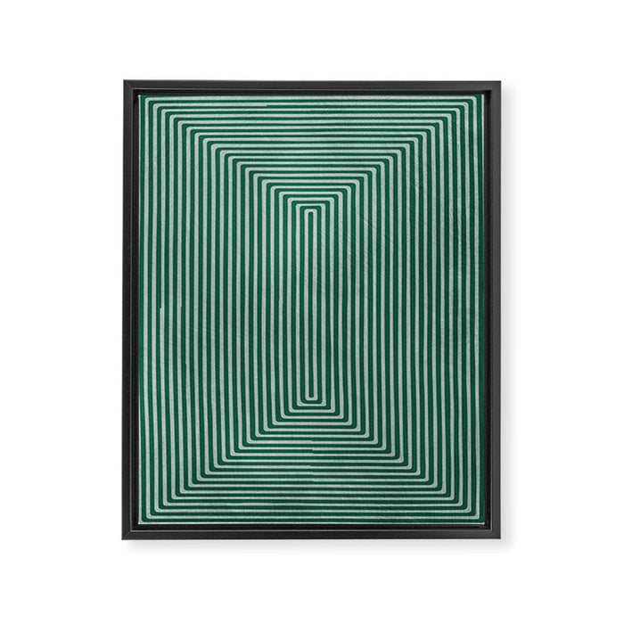 Green Black Abstract Geometric Design Artwork Framed Canvas Print Gallery Image 1
