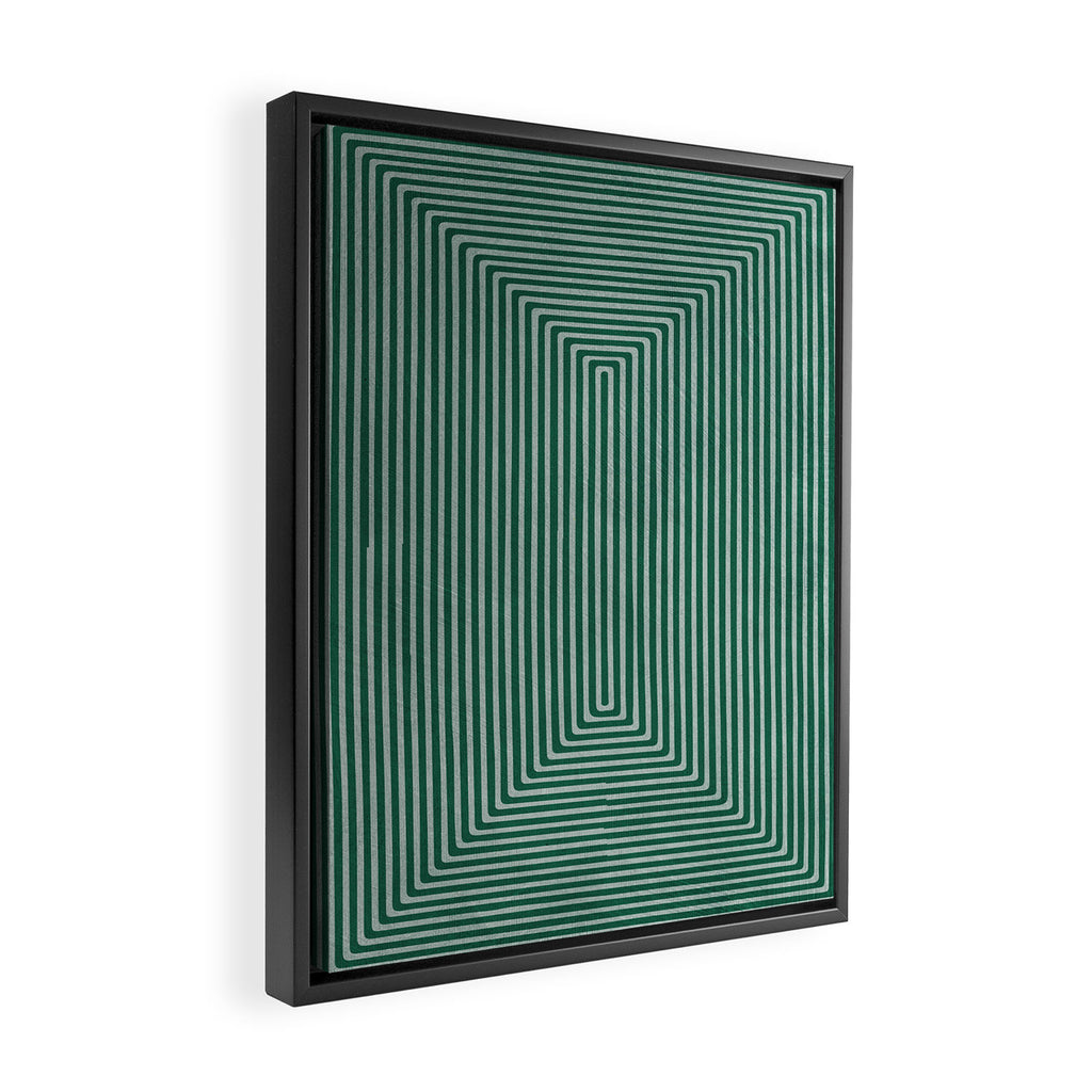 Green Black Abstract Geometric Design Artwork Framed Canvas Print Gallery Image 2