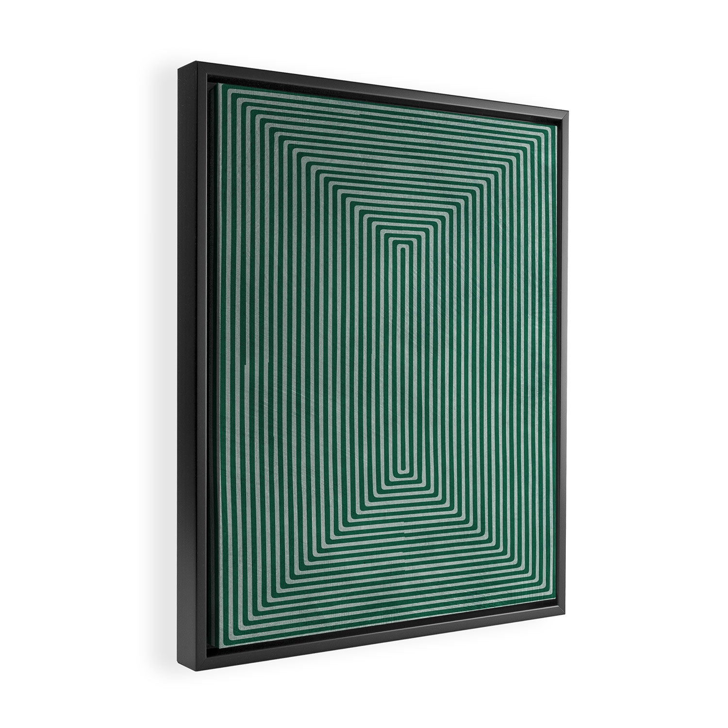 Green Black Abstract Geometric Design Artwork Framed Canvas Print Gallery Image 2