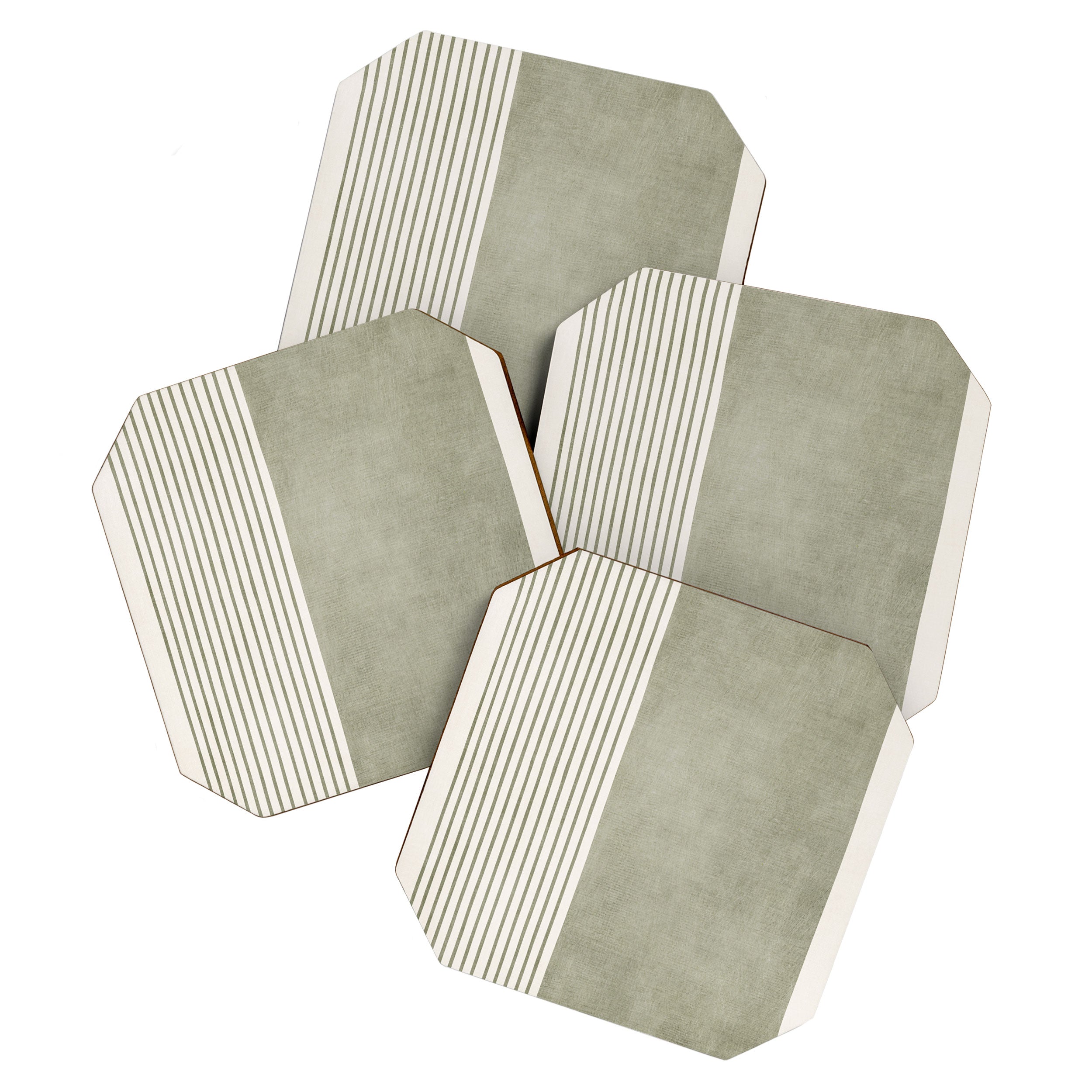 Green Lines Minimalist Modern Neutral Art Coaster Gallery Image 1