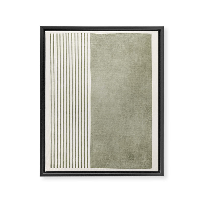 Green Lines Minimalist Modern Neutral Art Framed Canvas Print Gallery Image 6