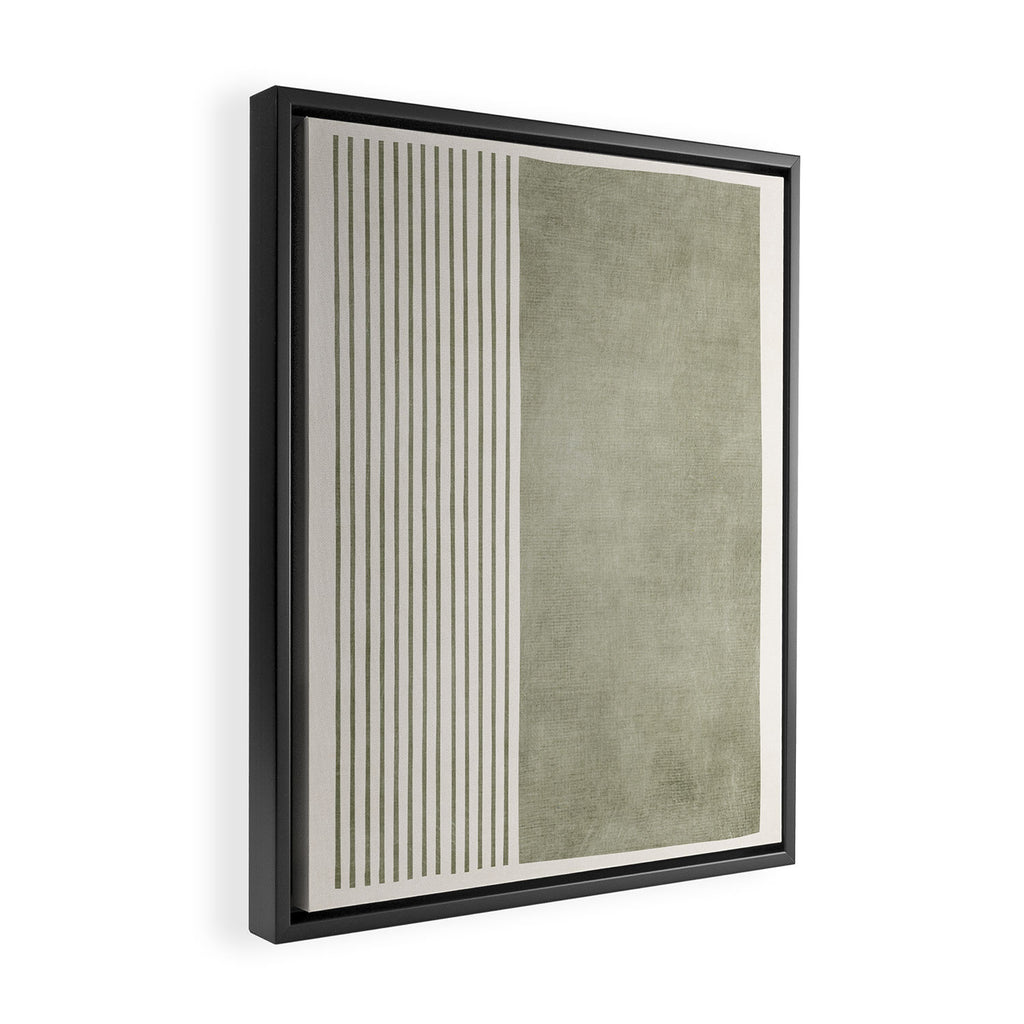 Green Lines Minimalist Modern Neutral Art Framed Canvas Print Gallery Image 2