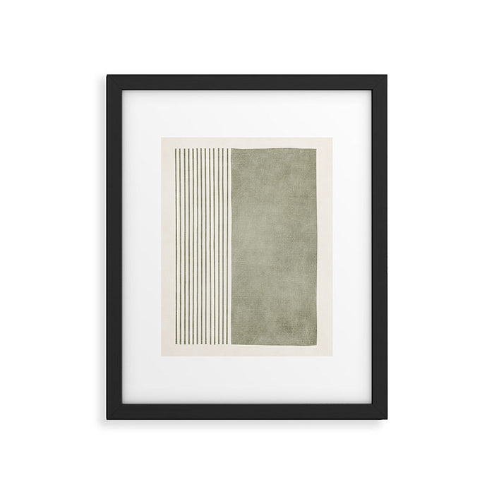 Green Lines Minimalist Modern Neutral Art Framed Art Print Gallery Image 1
