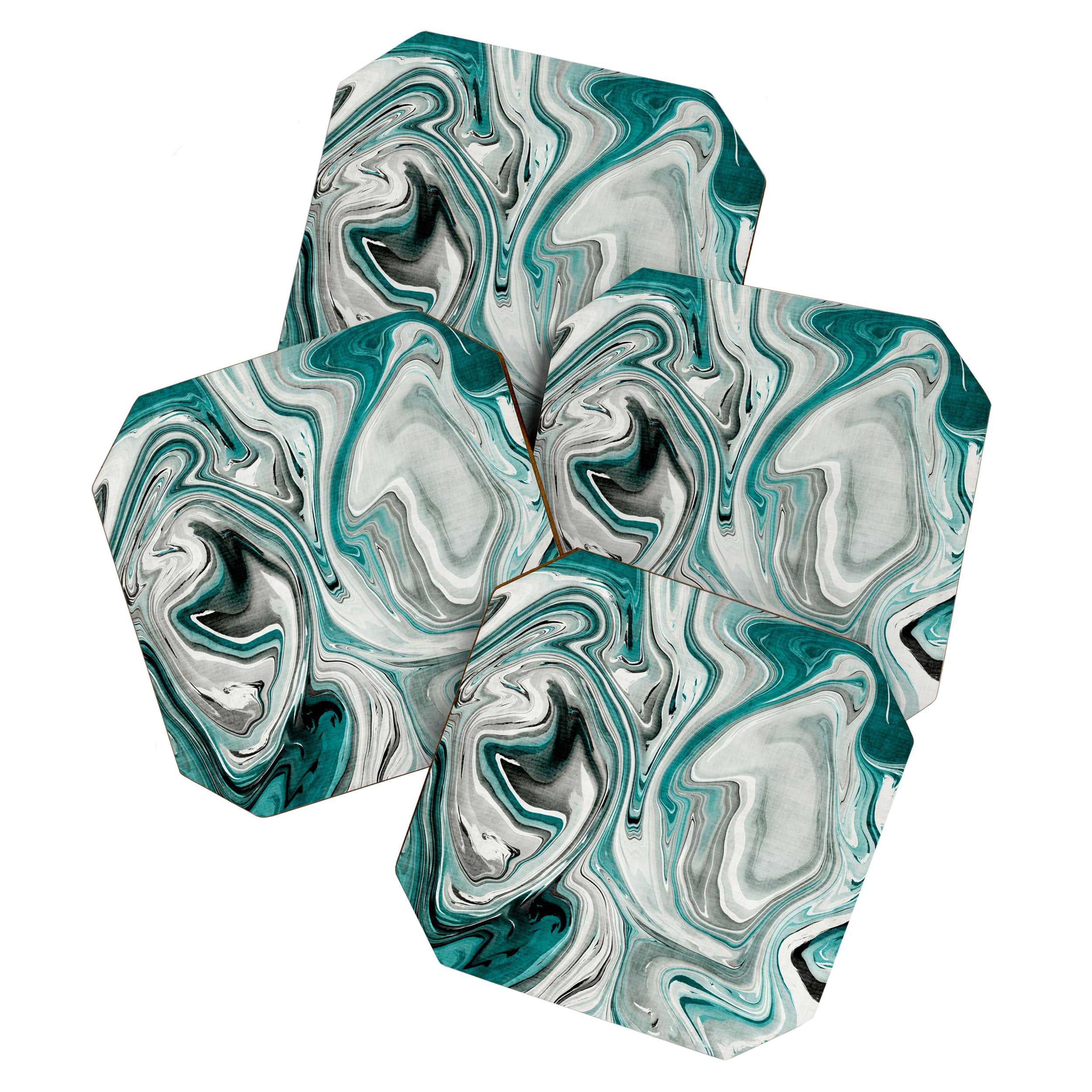 Green Marble Liquid Swirl Green Coaster Gallery Image 1
