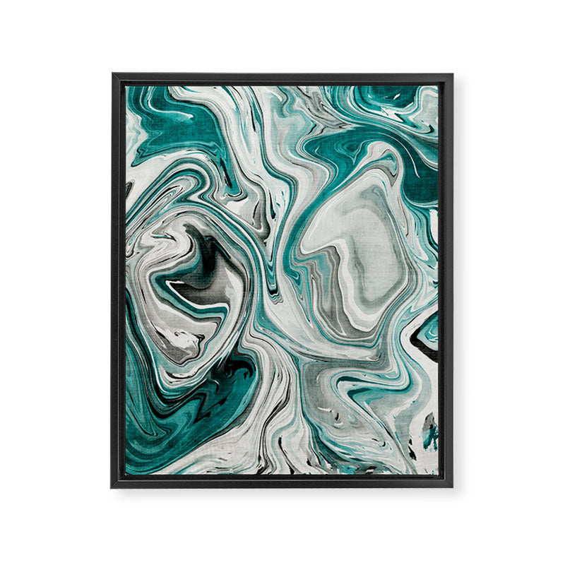 Green Marble Liquid Swirl Green Framed Canvas Print Gallery Image 6