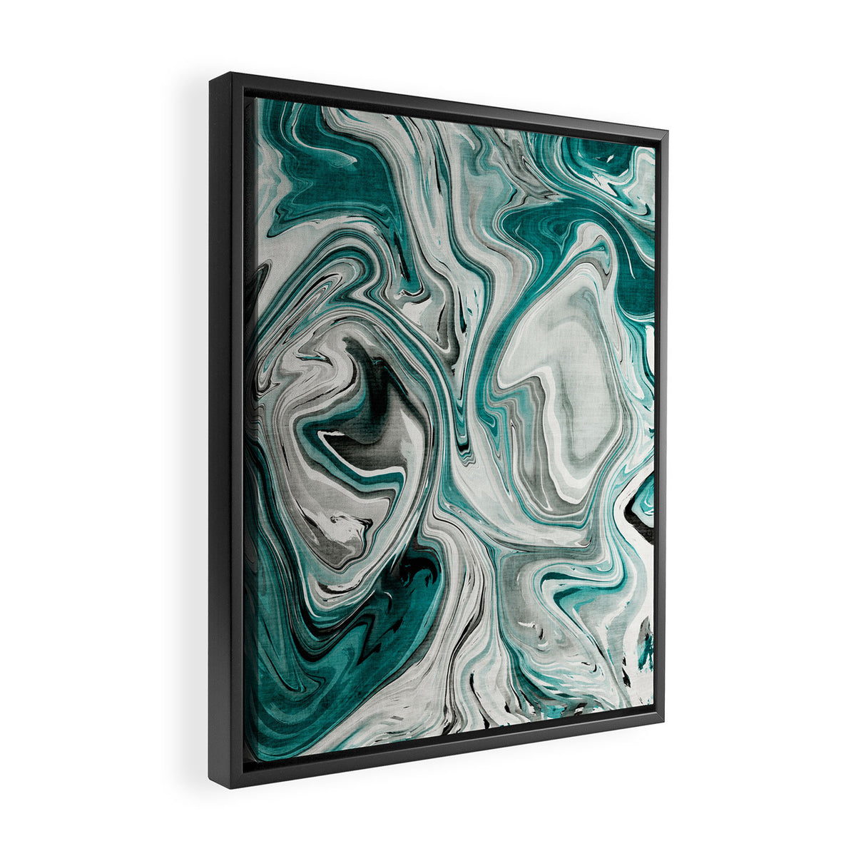 Green Marble Liquid Swirl Green Framed Canvas Print Gallery Image 2