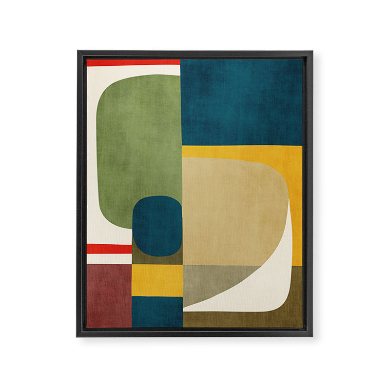 Green Tones Abstract Mid-Century Fall Artwork Framed Canvas Print Gallery Image 6